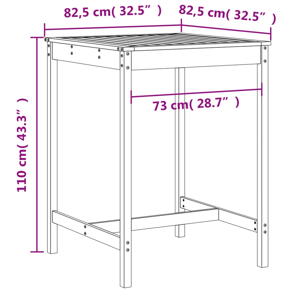 Ensemble de bar de jardin 3 pcs marron miel bois pin massif
