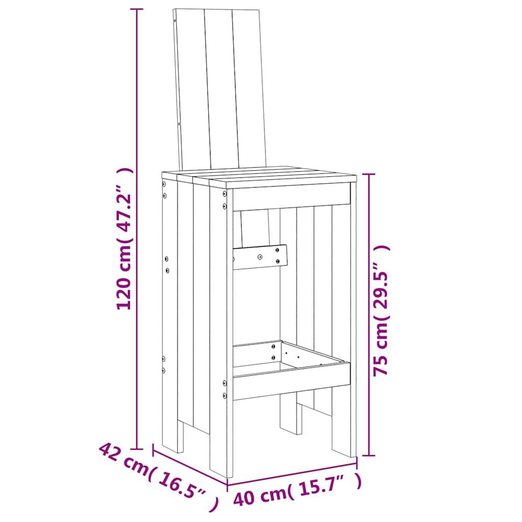 Ensemble de bar de jardin 5 pcs marron miel bois de pin massif