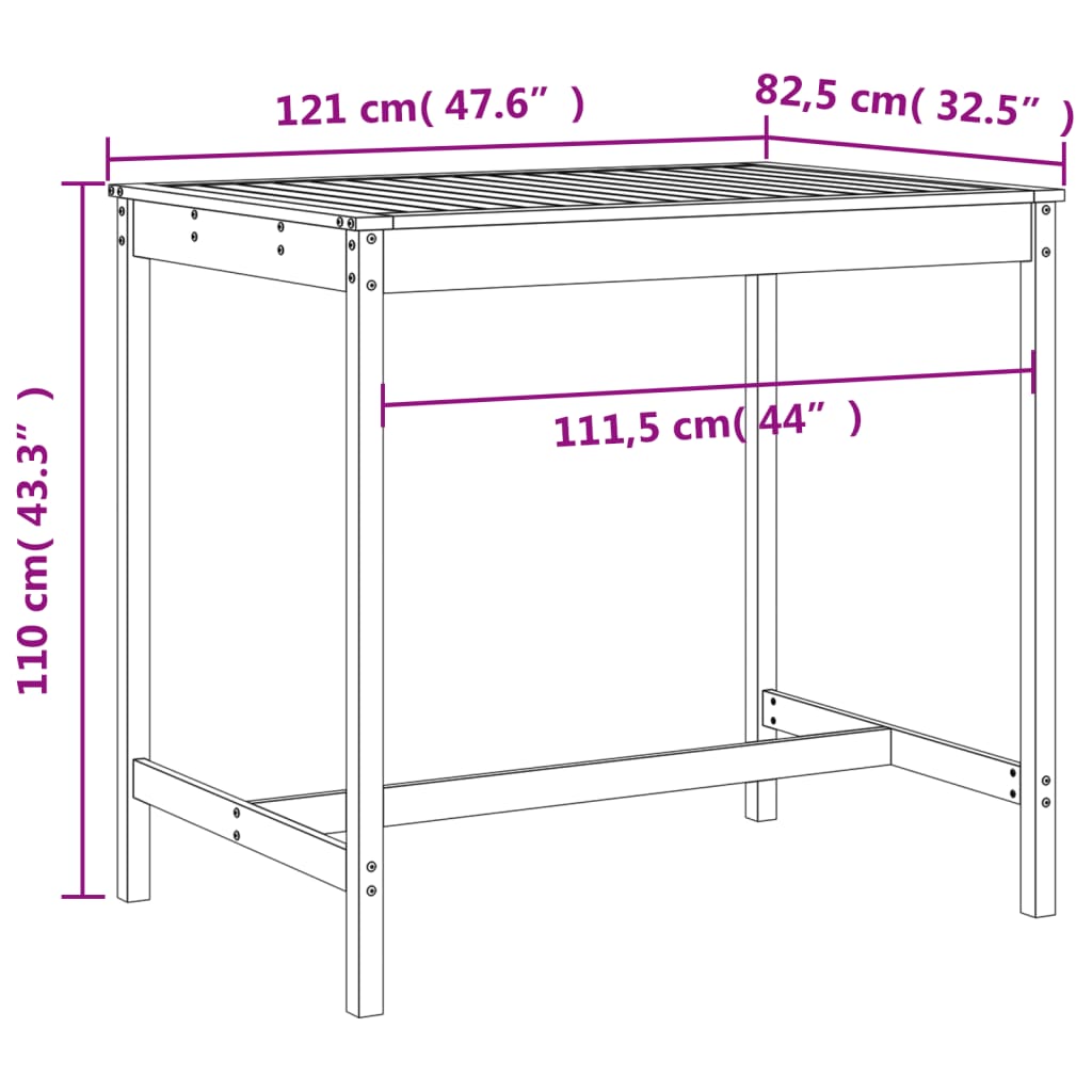 Ensemble de bar de jardin 5 pcs bois de pin massif