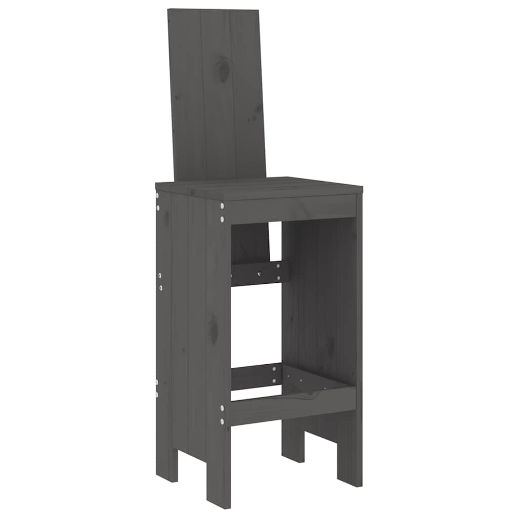 Ensemble de bar de jardin 7 pcs gris bois de pin massif