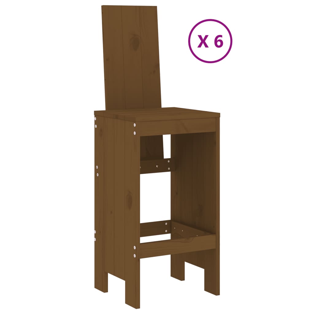 Ensemble de bar de jardin 7 pcs marron miel bois de pin massif