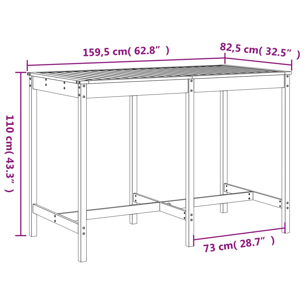 Ensemble de bar de jardin 7 pcs bois massif douglas