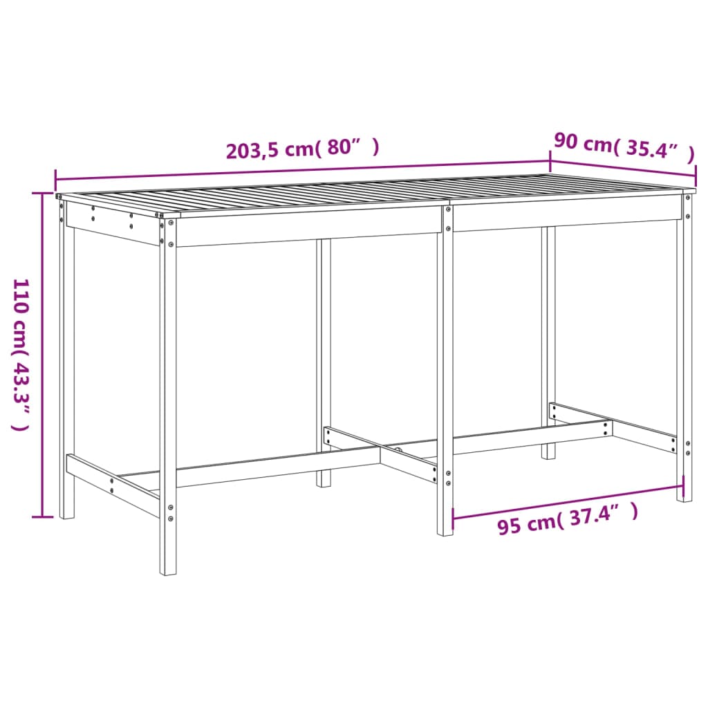 Ensemble de bar de jardin 9 pcs bois massif douglas