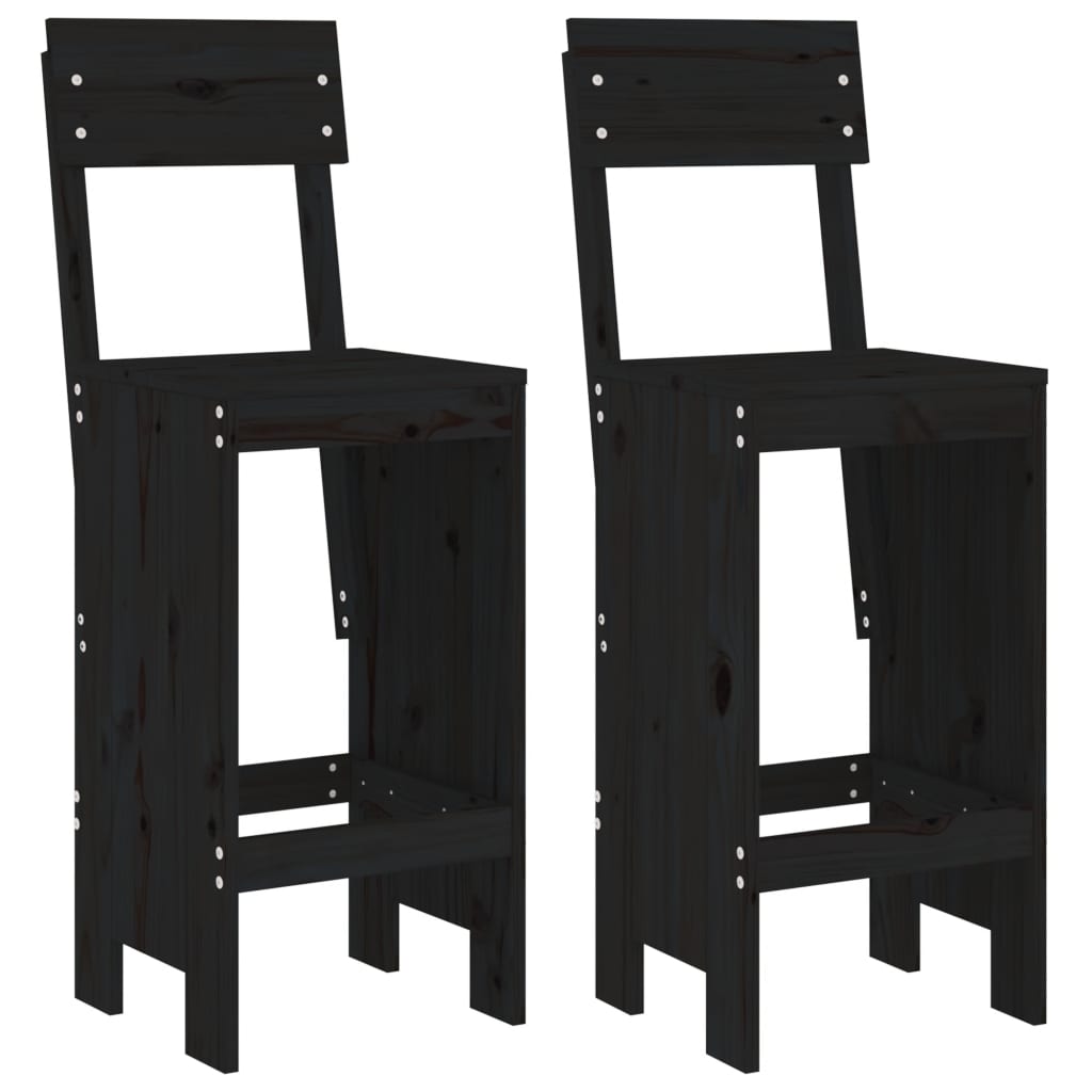 Ensemble de bar de jardin 3 pcs noir bois de pin massif