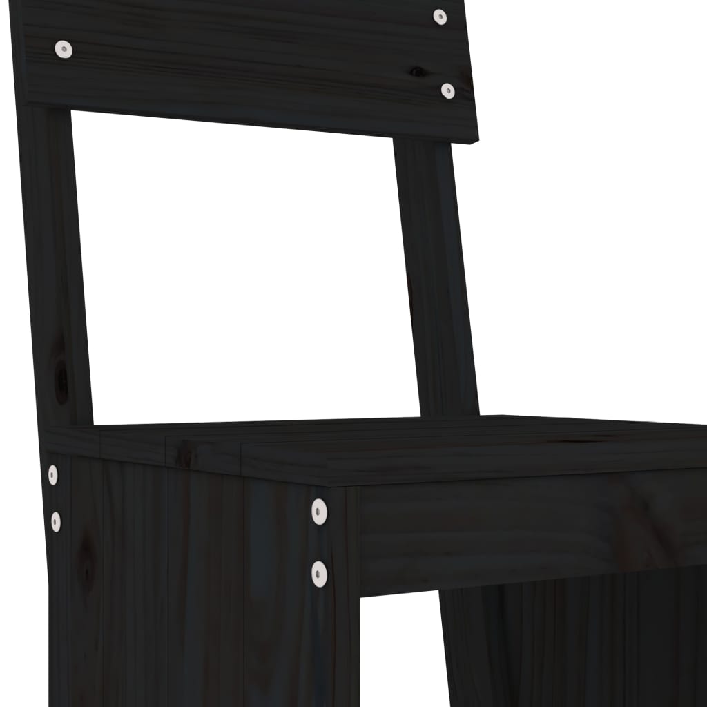 Ensemble de bar de jardin 5 pcs noir bois de pin massif