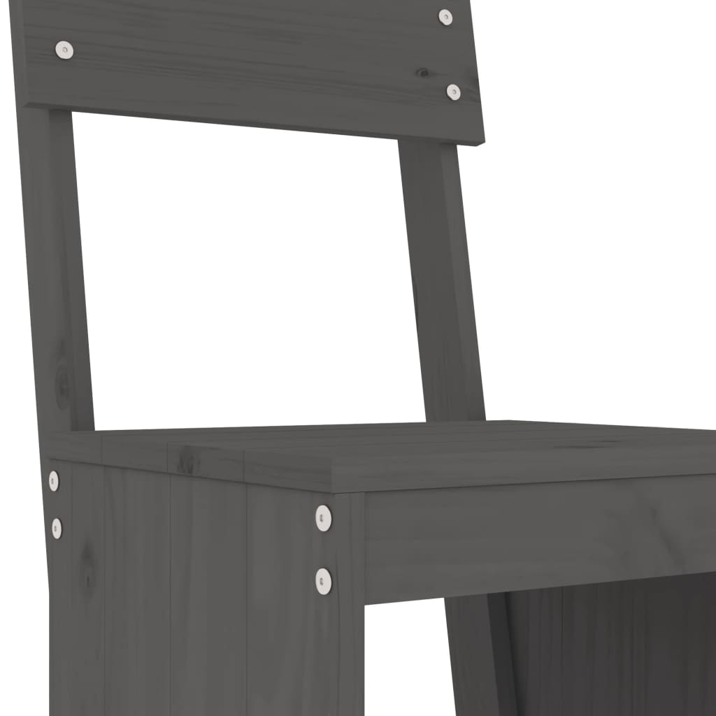 Ensemble de bar de jardin 7 pcs gris bois de pin massif