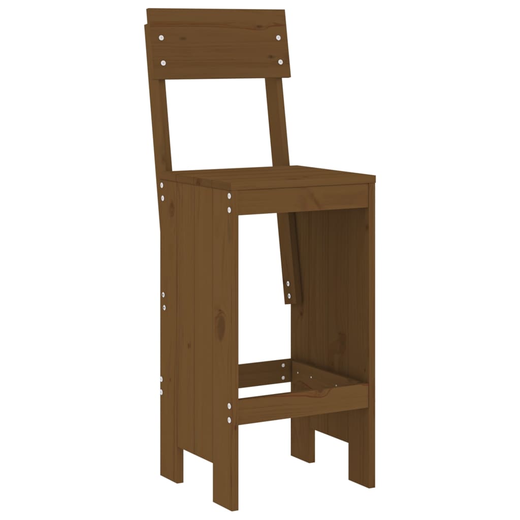 Ensemble de bar de jardin 7 pcs marron miel bois de pin massif