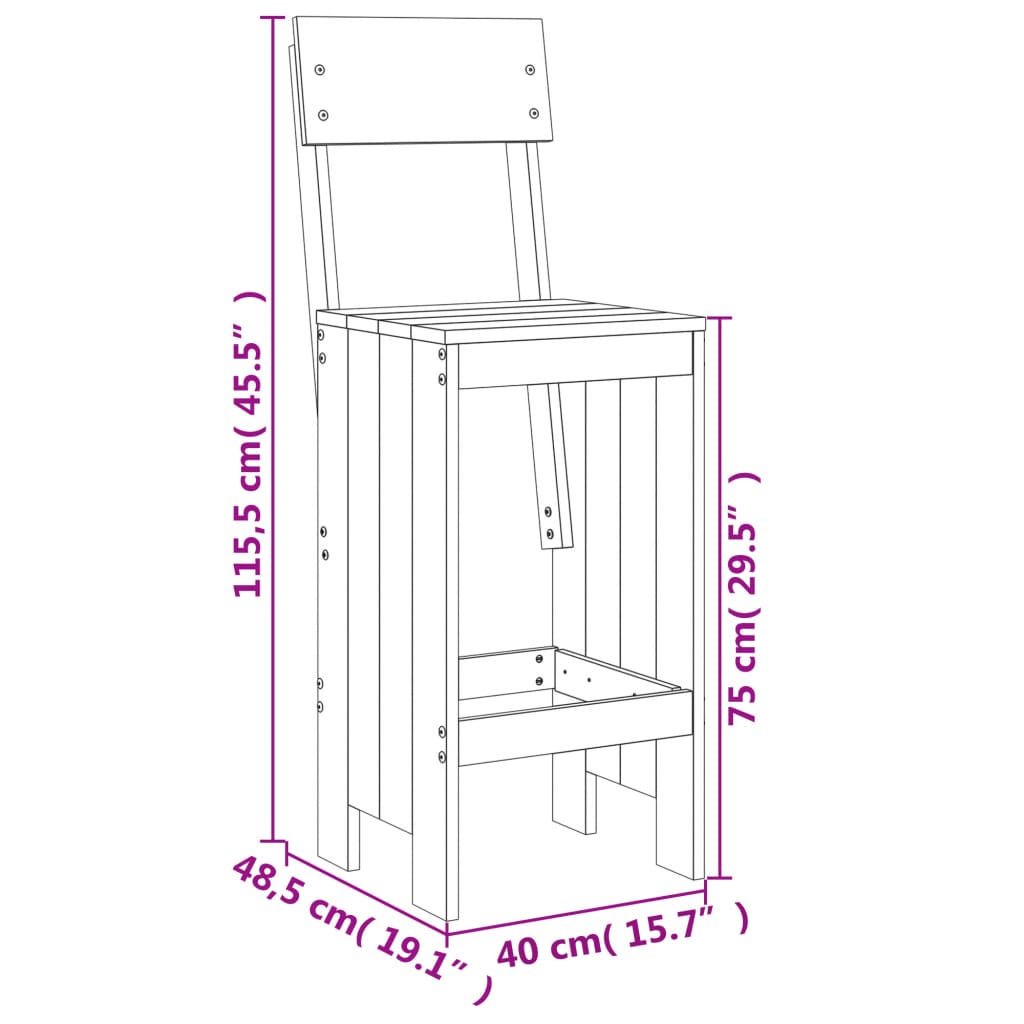 Ensemble de bar de jardin 7 pcs bois massif douglas