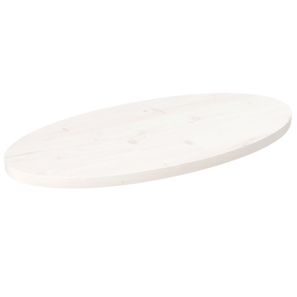 Dessus de table blanc 70x35x2,5 cm bois de pin massif ovale - XIOS