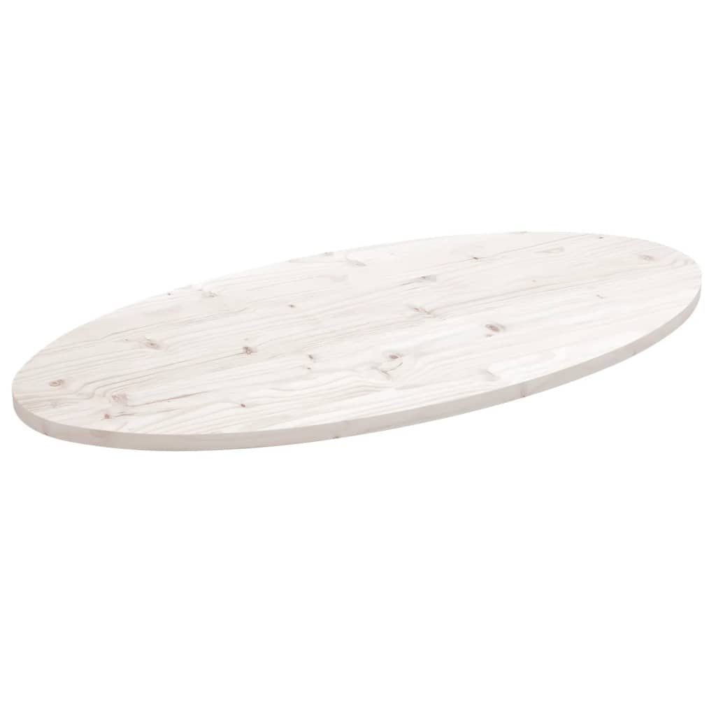 Dessus de table blanc 90x45x2,5 cm bois de pin massif ovale - XIOS
