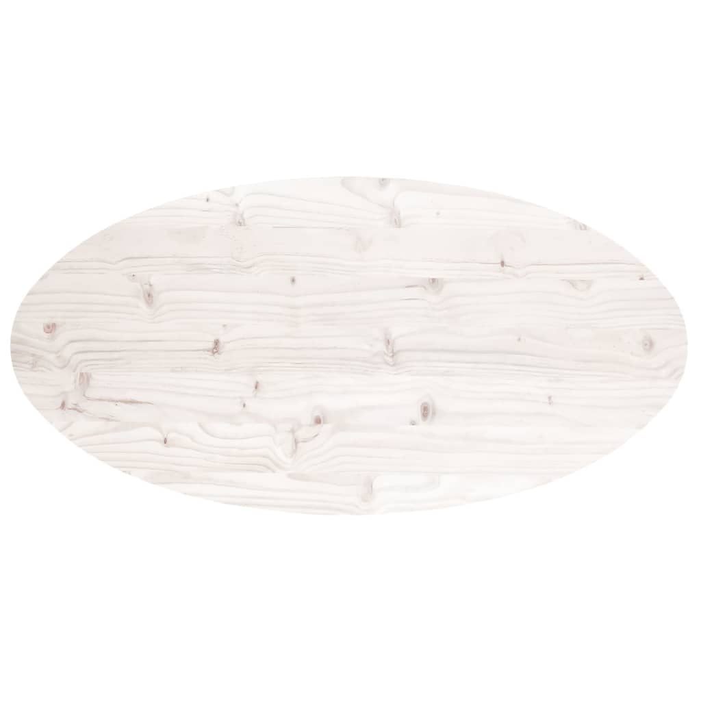 Dessus de table blanc 110x55x2,5 cm bois de pin massif ovale - XIOS