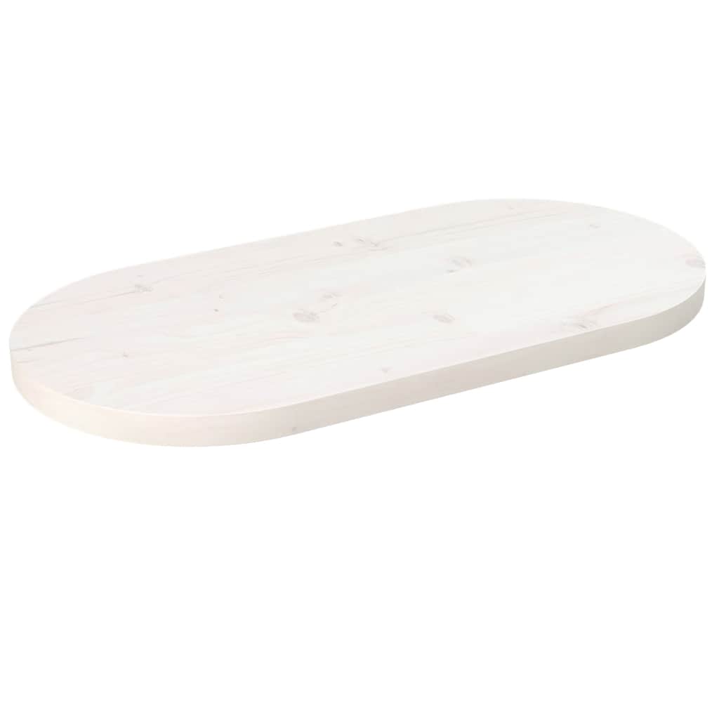 Dessus de table blanc 60x30x2,5 cm bois de pin massif ovale - XIOS