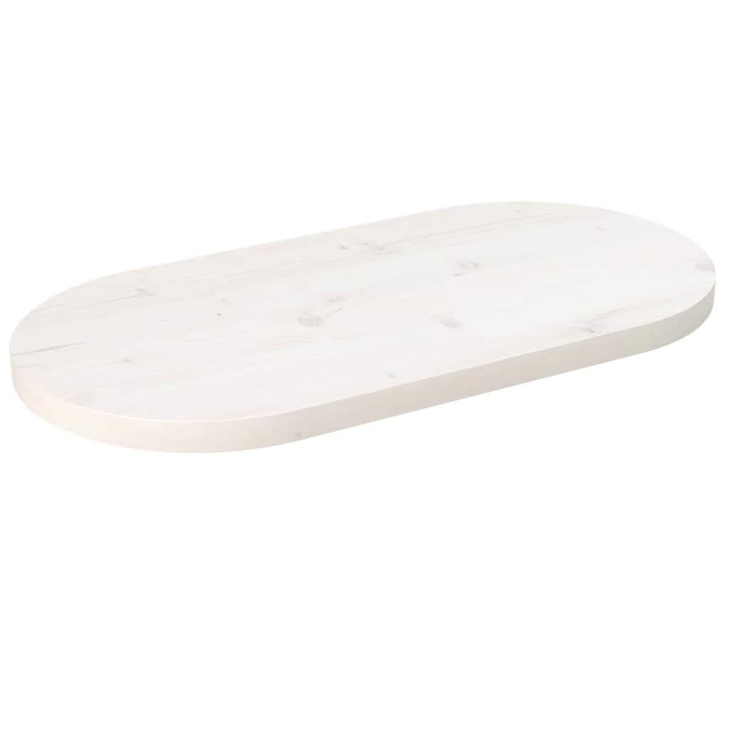 Dessus de table blanc 70x35x2,5 cm bois de pin massif ovale - XIOS