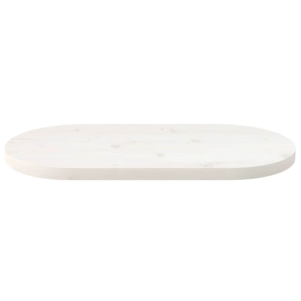 Dessus de table blanc 70x35x2,5 cm bois de pin massif ovale - XIOS