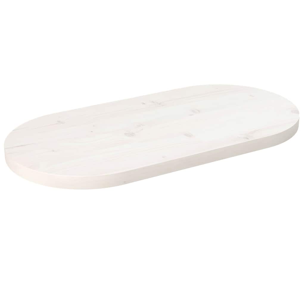 Dessus de table blanc 80x40x2,5 cm bois de pin massif ovale - XIOS