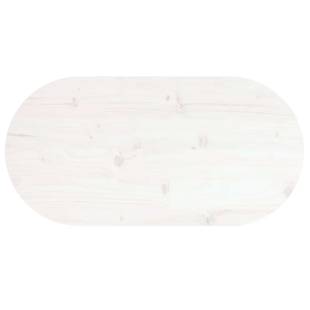Dessus de table blanc 80x40x2,5 cm bois de pin massif ovale - XIOS