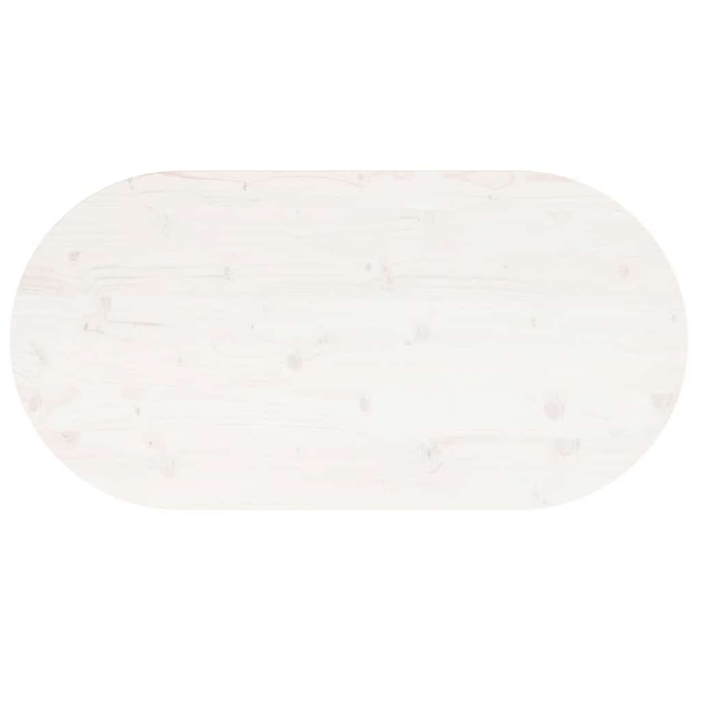 Dessus de table blanc 90x45x2,5 cm bois de pin massif ovale - XIOS