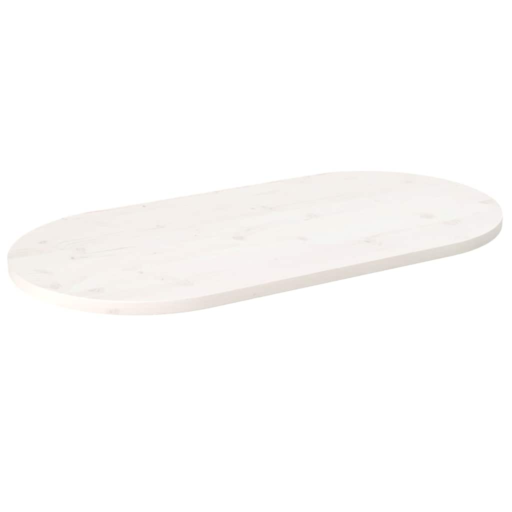 Dessus de table blanc 100x50x2,5 cm bois de pin massif ovale - XIOS