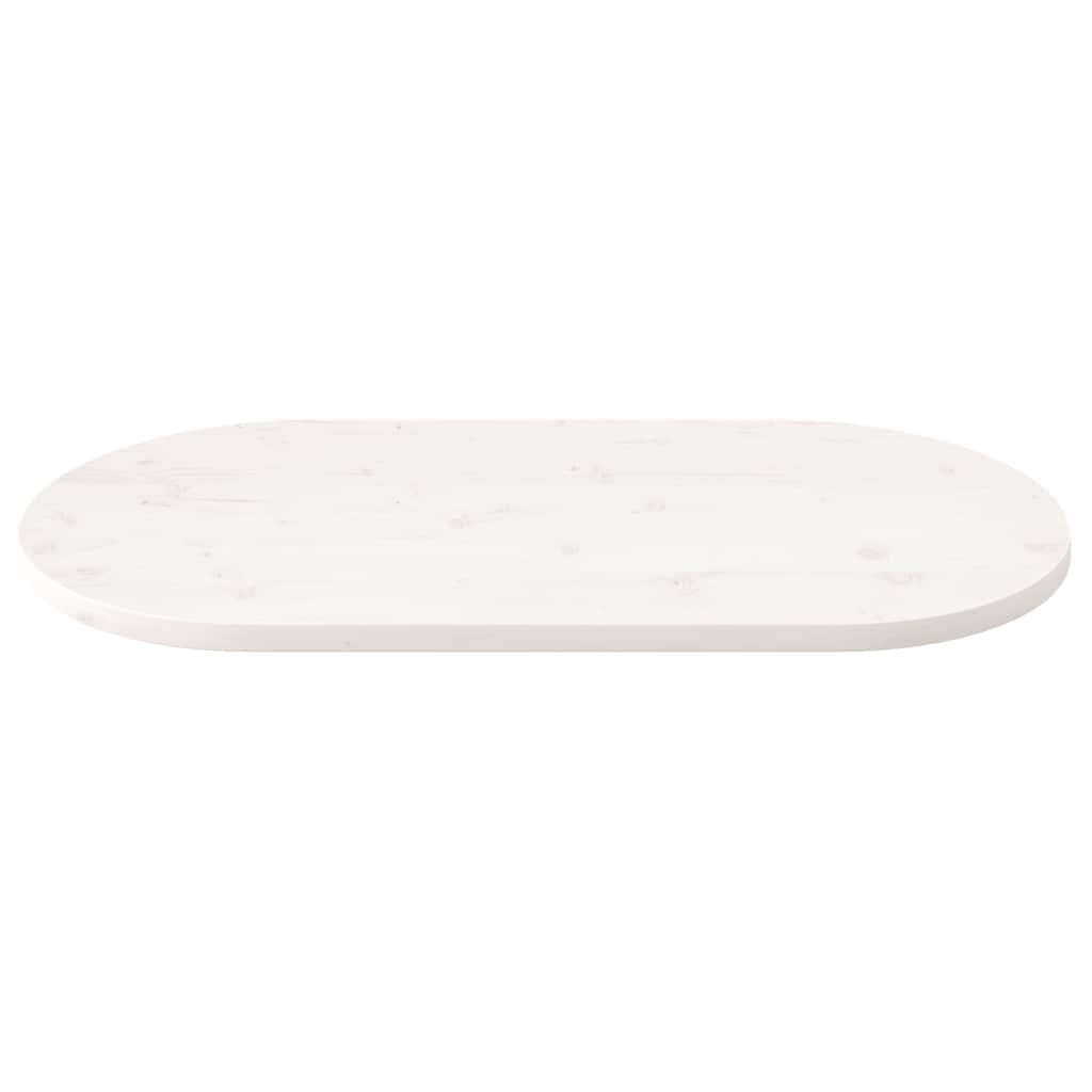 Dessus de table blanc 110x55x2,5 cm bois de pin massif ovale - XIOS