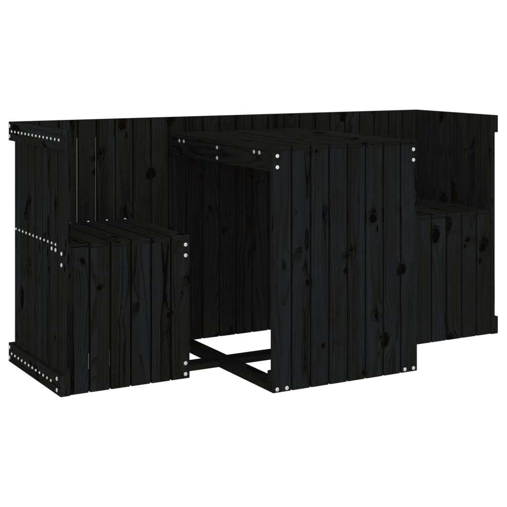 Set de balcon 2 places noir bois de pin massif - XIOS
