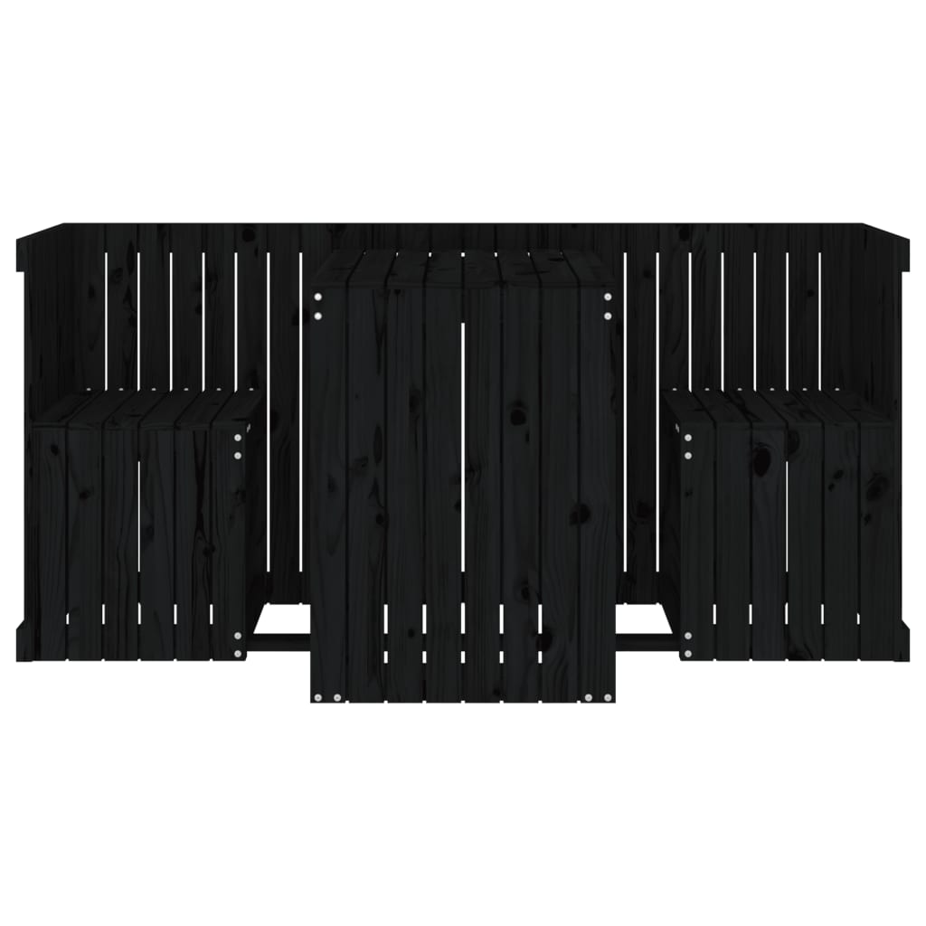 Set de balcon 2 places noir bois de pin massif - XIOS