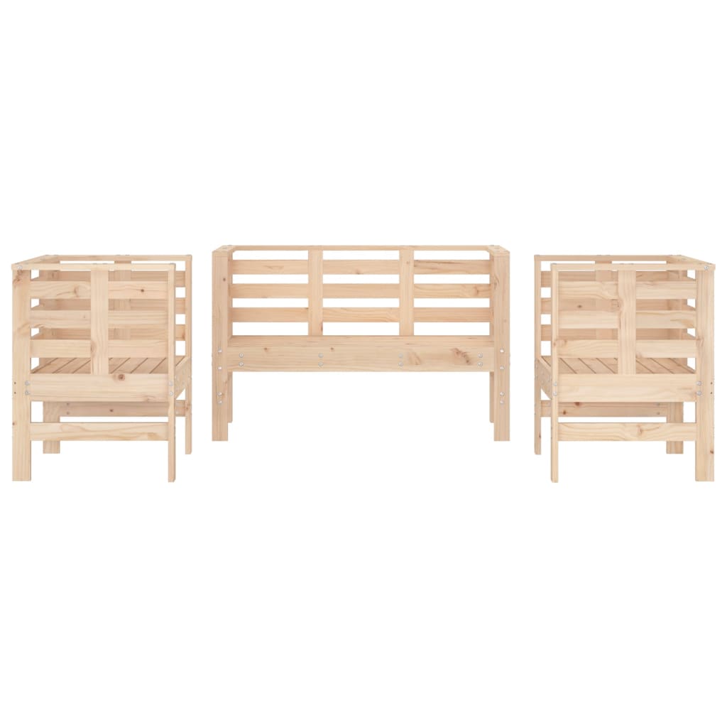 Salon de jardin 3 pcs bois massif de pin - XIOS