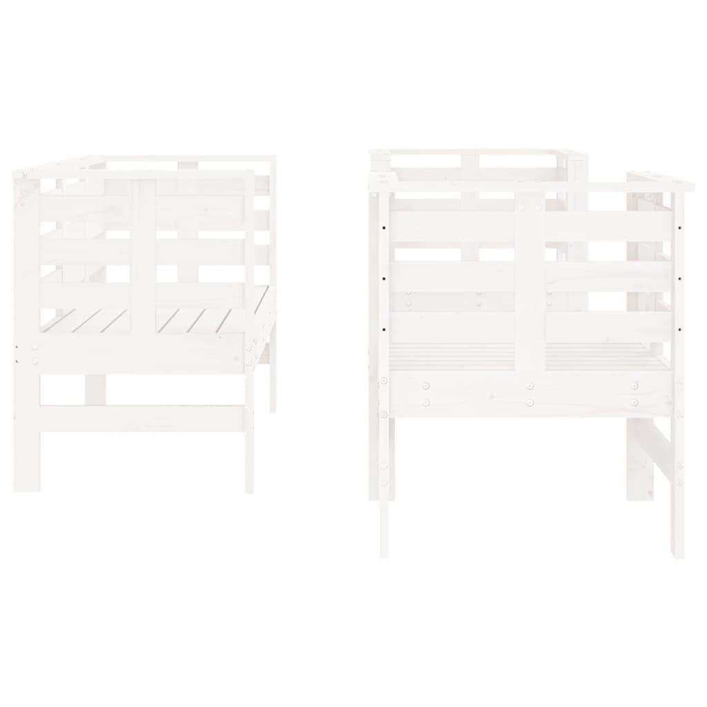 Salon de jardin 3 pcs blanc bois massif de pin - XIOS