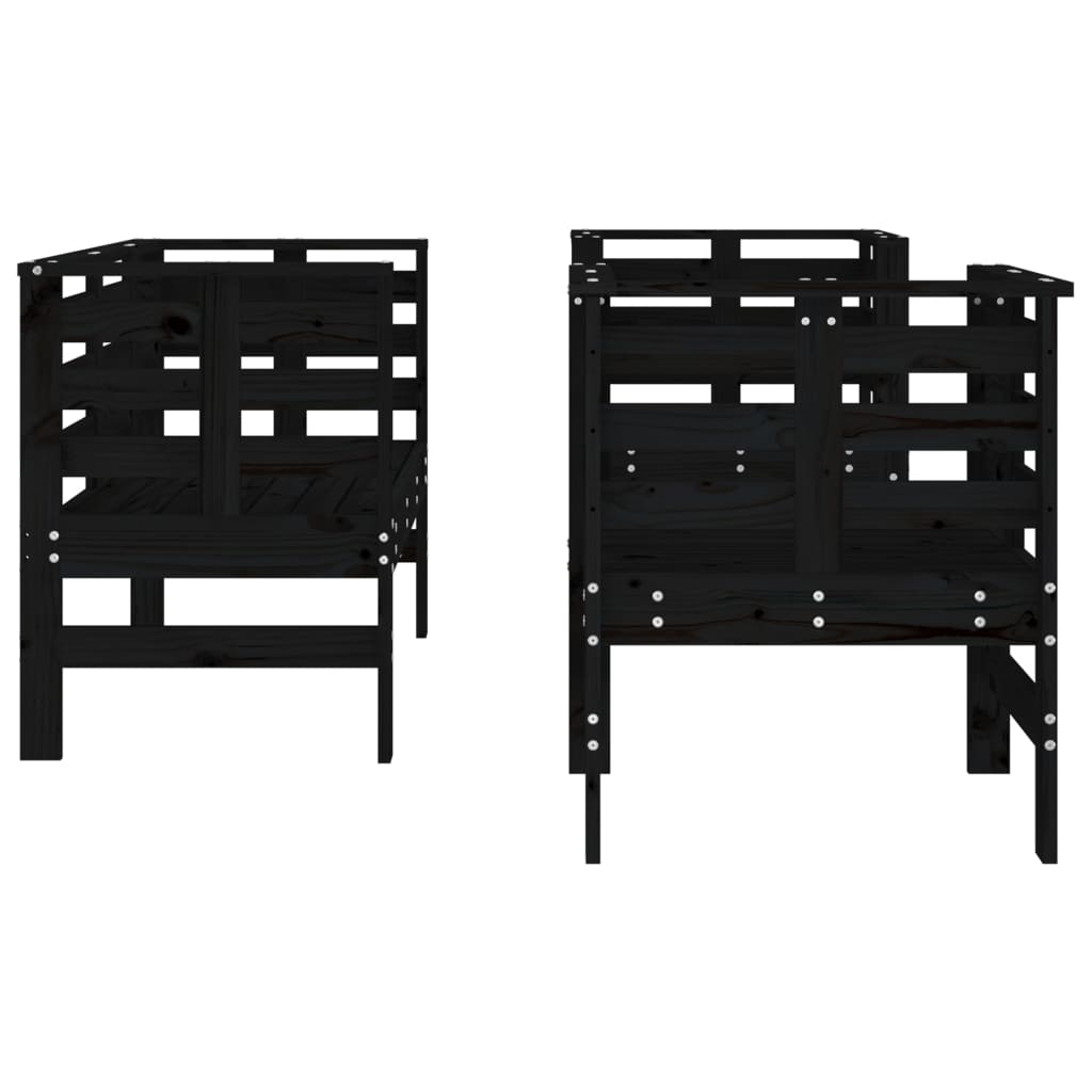 Salon de jardin 3 pcs noir bois massif de pin - XIOS