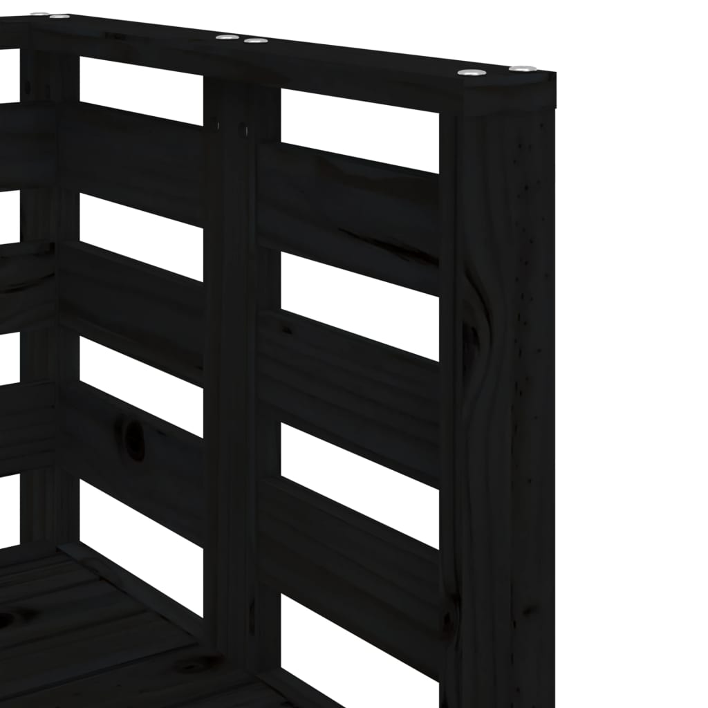 Salon de jardin 3 pcs noir bois massif de pin - XIOS