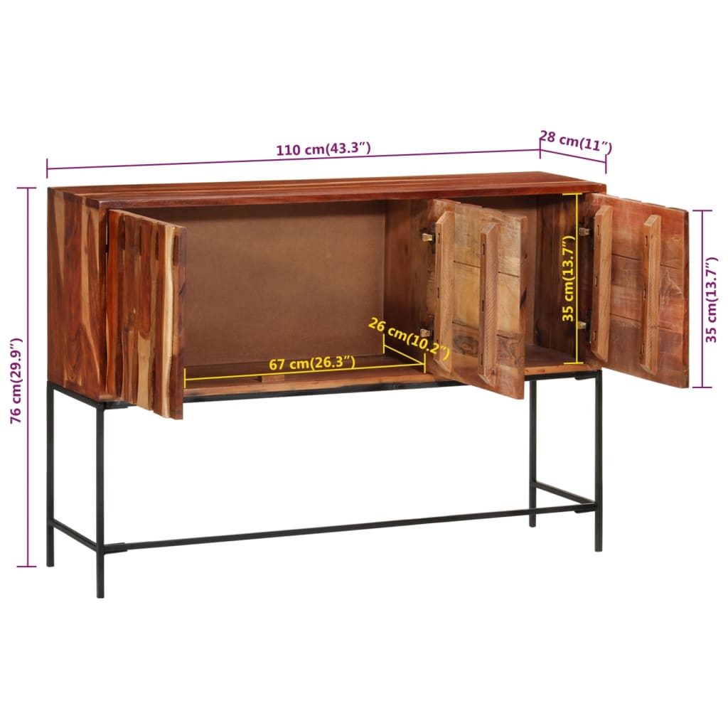 Buffet 110x28x76 cm bois massif d'acacia - XIOS