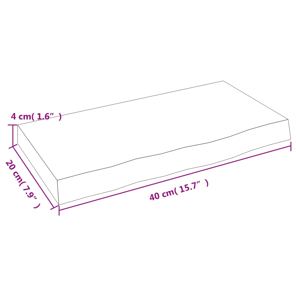 Étagère murale 40x20x4 cm bois de chêne massif non traité - XIOS