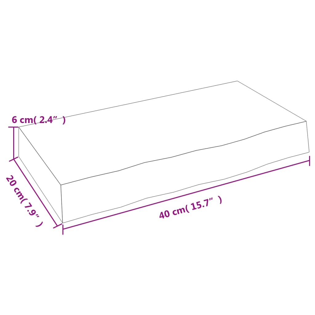 Étagère murale 40x20x6 cm bois de chêne massif non traité - XIOS