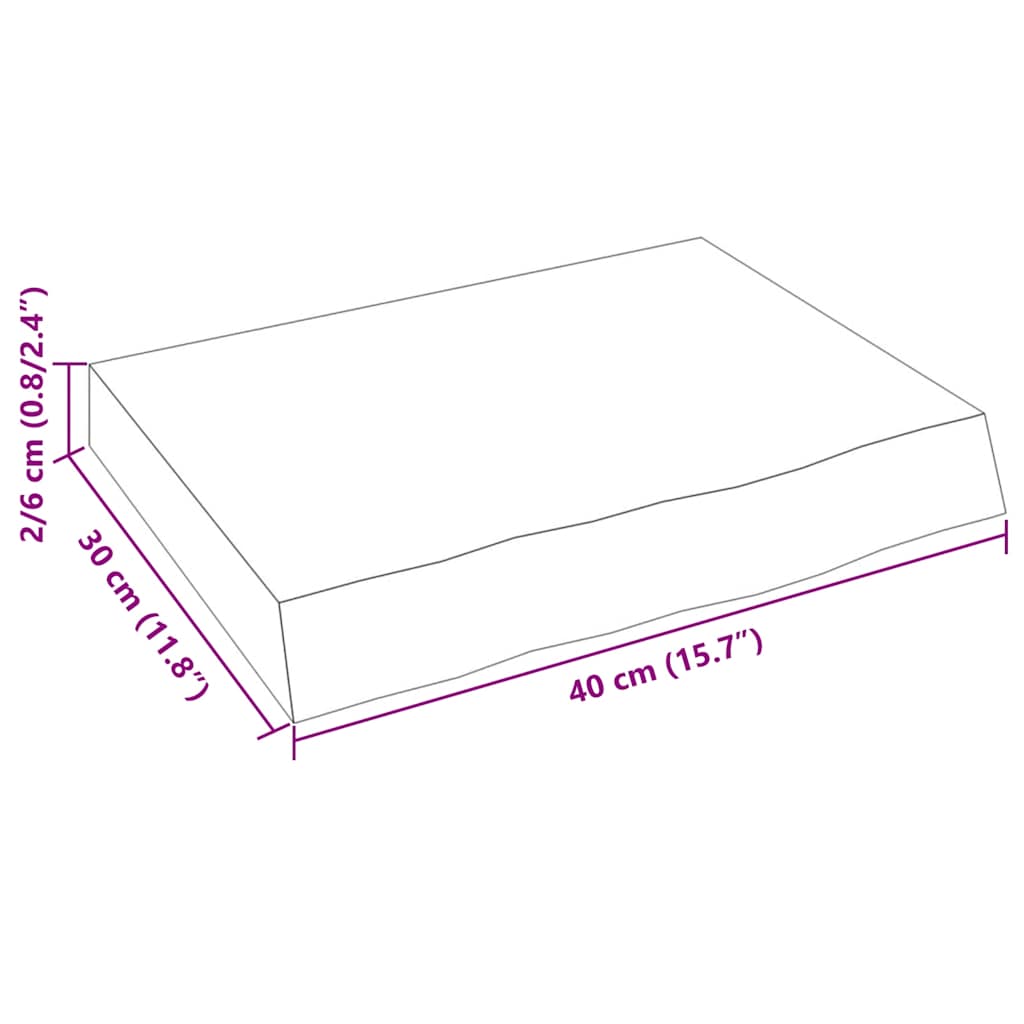 Étagère murale 40x30x(2-6) cm bois de chêne massif non traité - XIOS