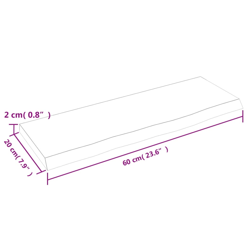 Étagère murale 60x20x2 cm bois de chêne massif non traité - XIOS