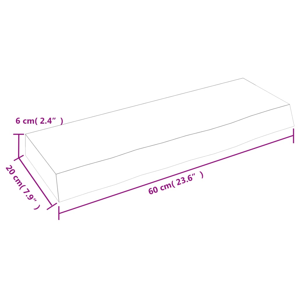 Étagère murale 60x20x6 cm bois de chêne massif non traité - XIOS