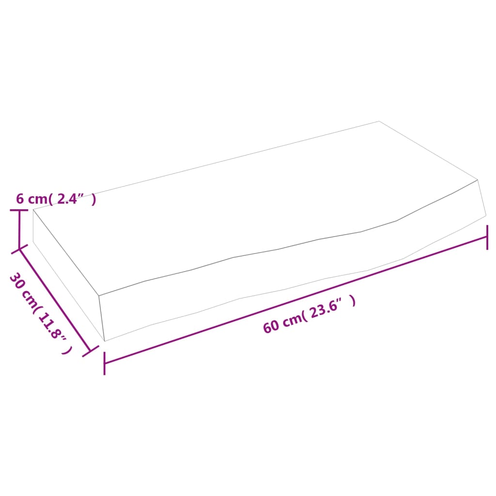 Étagère murale 60x30x(2-6) cm bois de chêne massif non traité - XIOS
