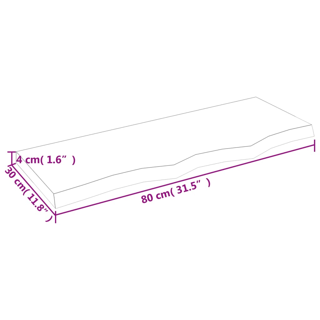 Étagère murale 80x30x(2-4) cm bois de chêne massif non traité - XIOS