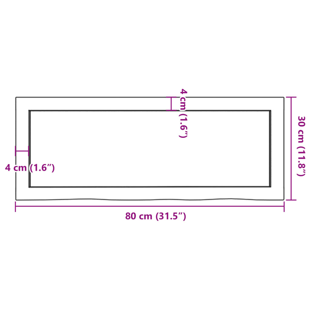 Étagère murale 80x30x(2-4) cm bois de chêne massif non traité - XIOS