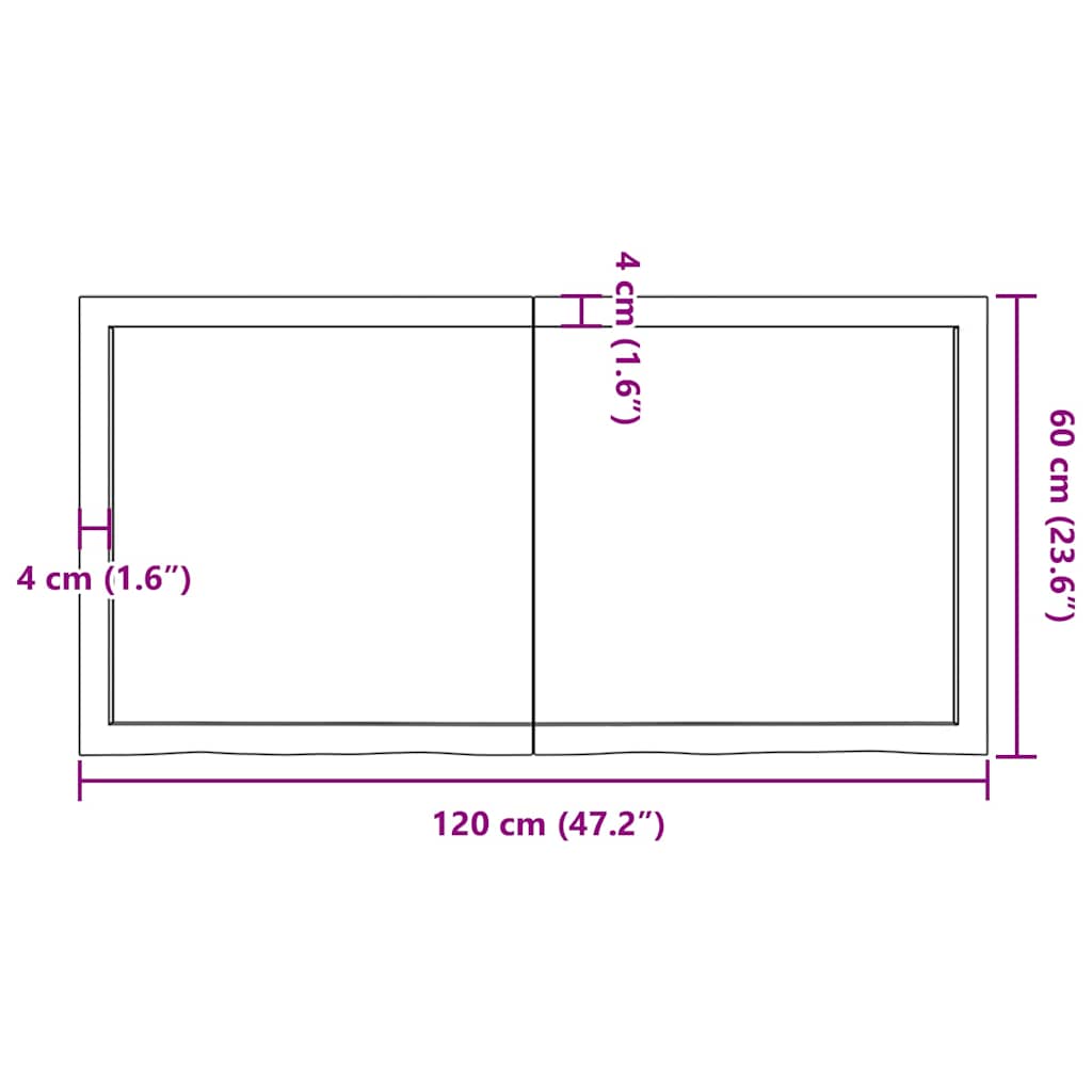 Étagère murale 120x60x(2-4) cm bois de chêne massif non traité - XIOS
