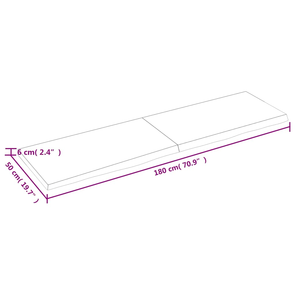 Étagère murale 180x50x(2-6) cm bois de chêne massif non traité - XIOS