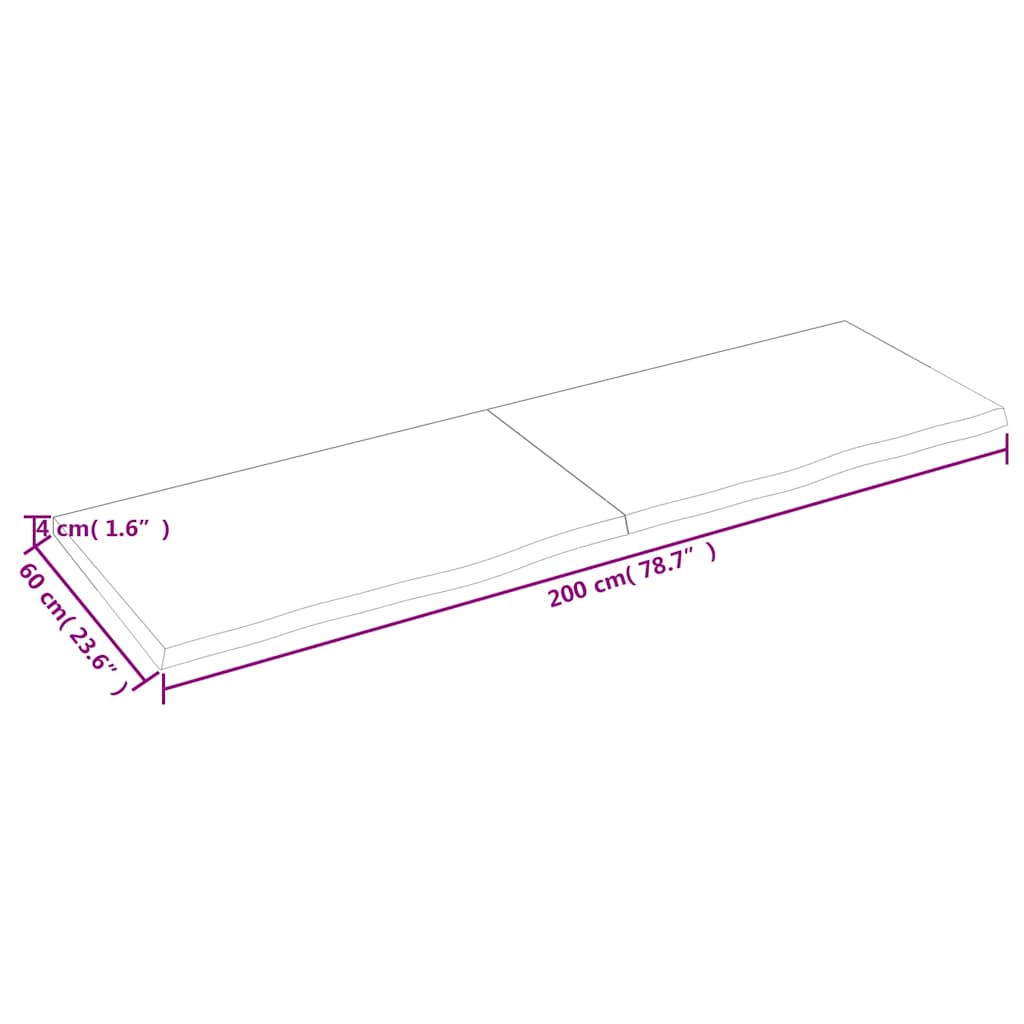 Étagère murale 200x60x(2-4) cm bois de chêne massif non traité - XIOS