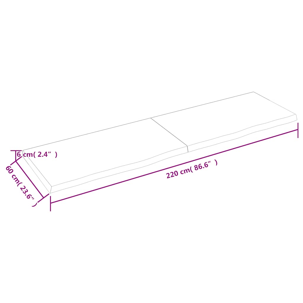 Étagère murale 220x60x(2-6) cm bois de chêne massif non traité - XIOS
