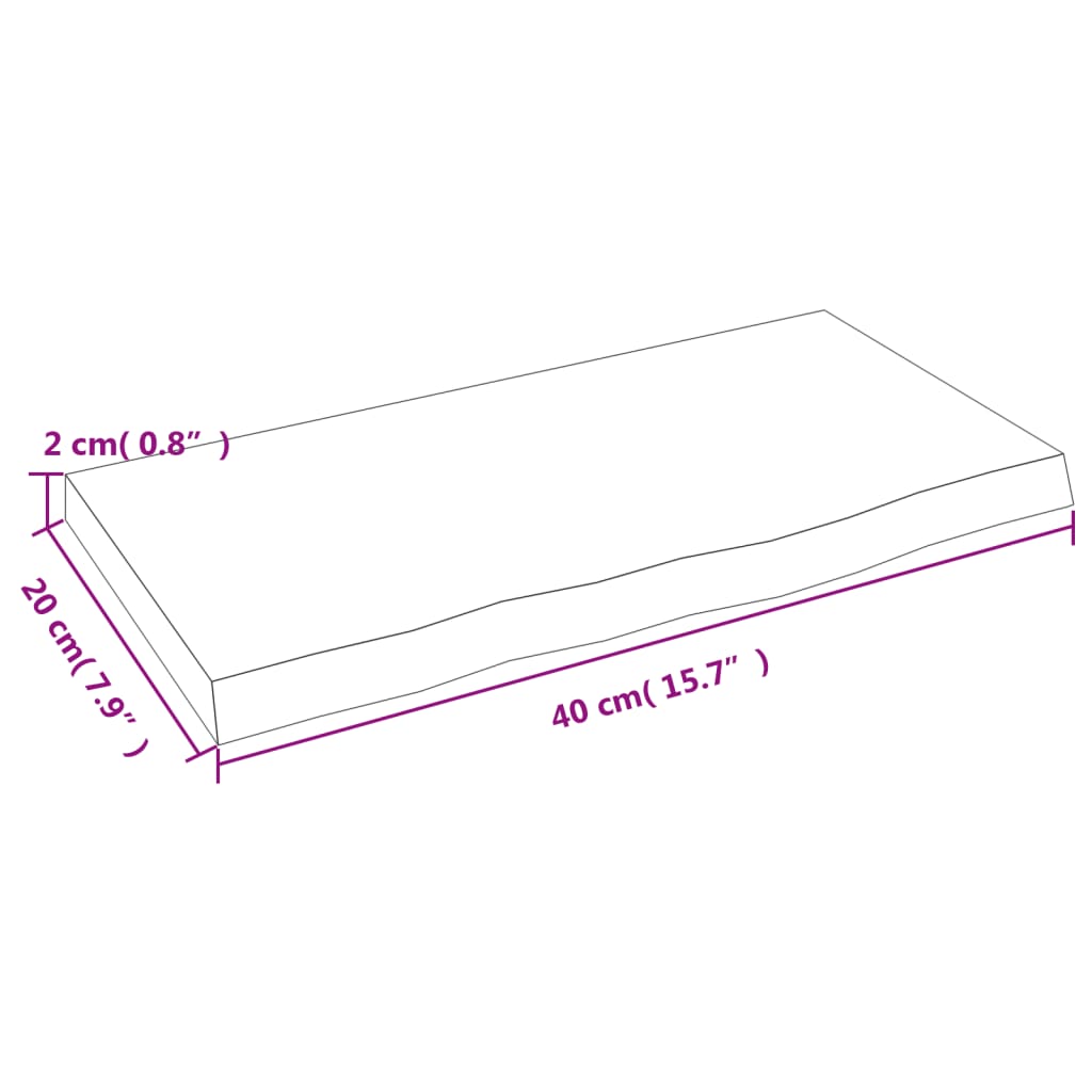Étagère murale marron clair 40x20x2 cm bois chêne massif traité - XIOS