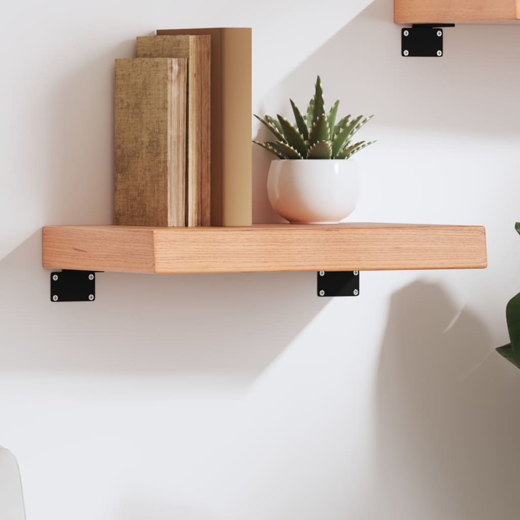 Étagère murale marron clair 40x20x6 cm bois chêne massif traité - XIOS