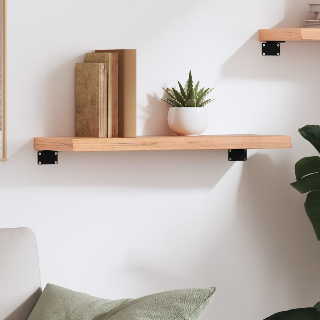 Étagère murale marron clair 60x20x4 cm bois chêne massif traité - XIOS