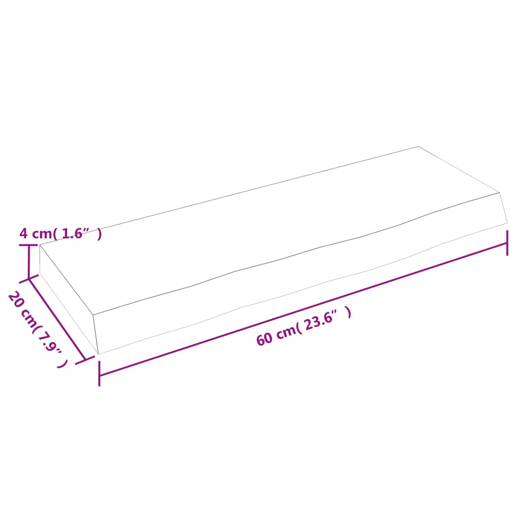 Étagère murale marron clair 60x20x4 cm bois chêne massif traité - XIOS