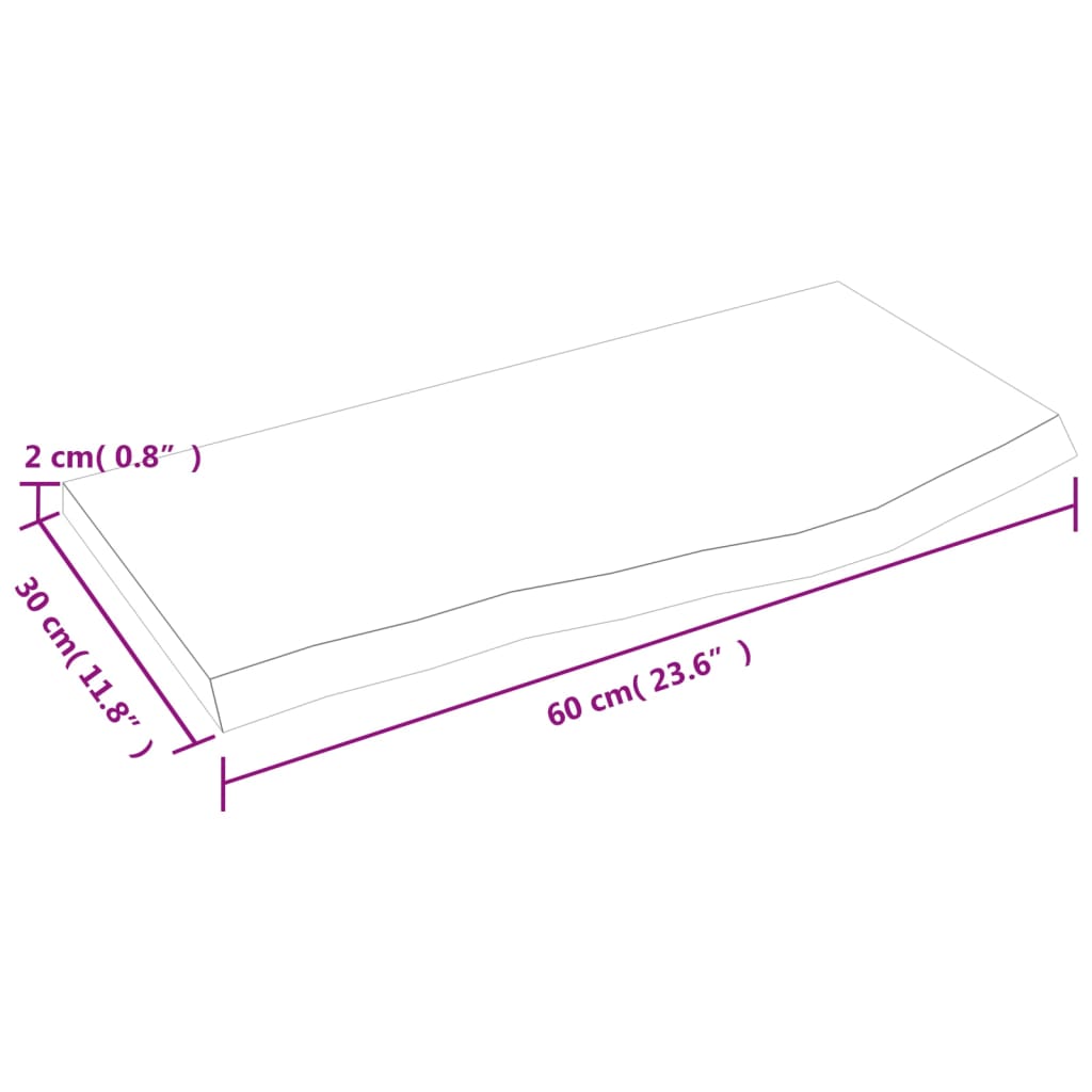 Étagère murale marron clair 60x30x2 cm bois chêne massif traité - XIOS
