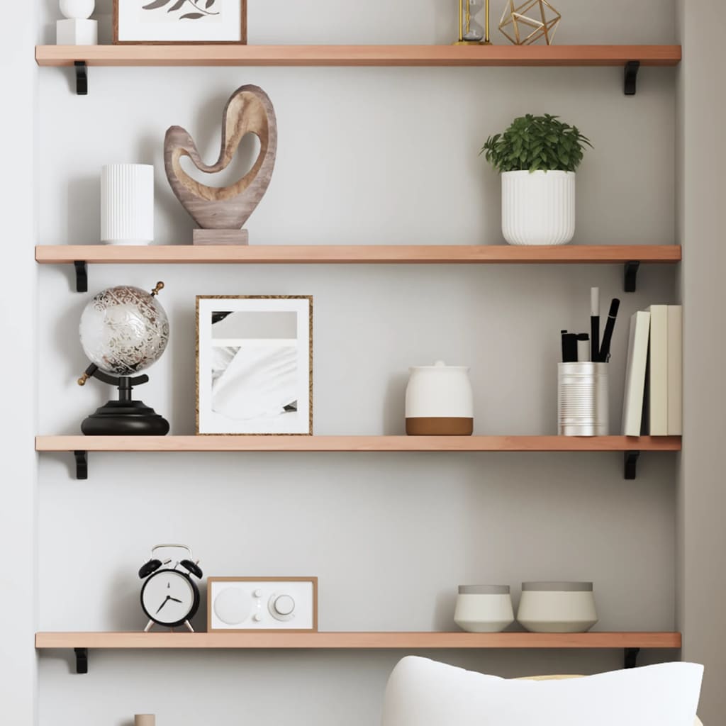 Étagère murale marron clair 80x10x2 cm bois chêne massif traité - XIOS