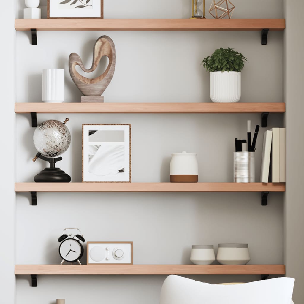 Étagère murale marron clair 80x10x4 cm bois chêne massif traité - XIOS