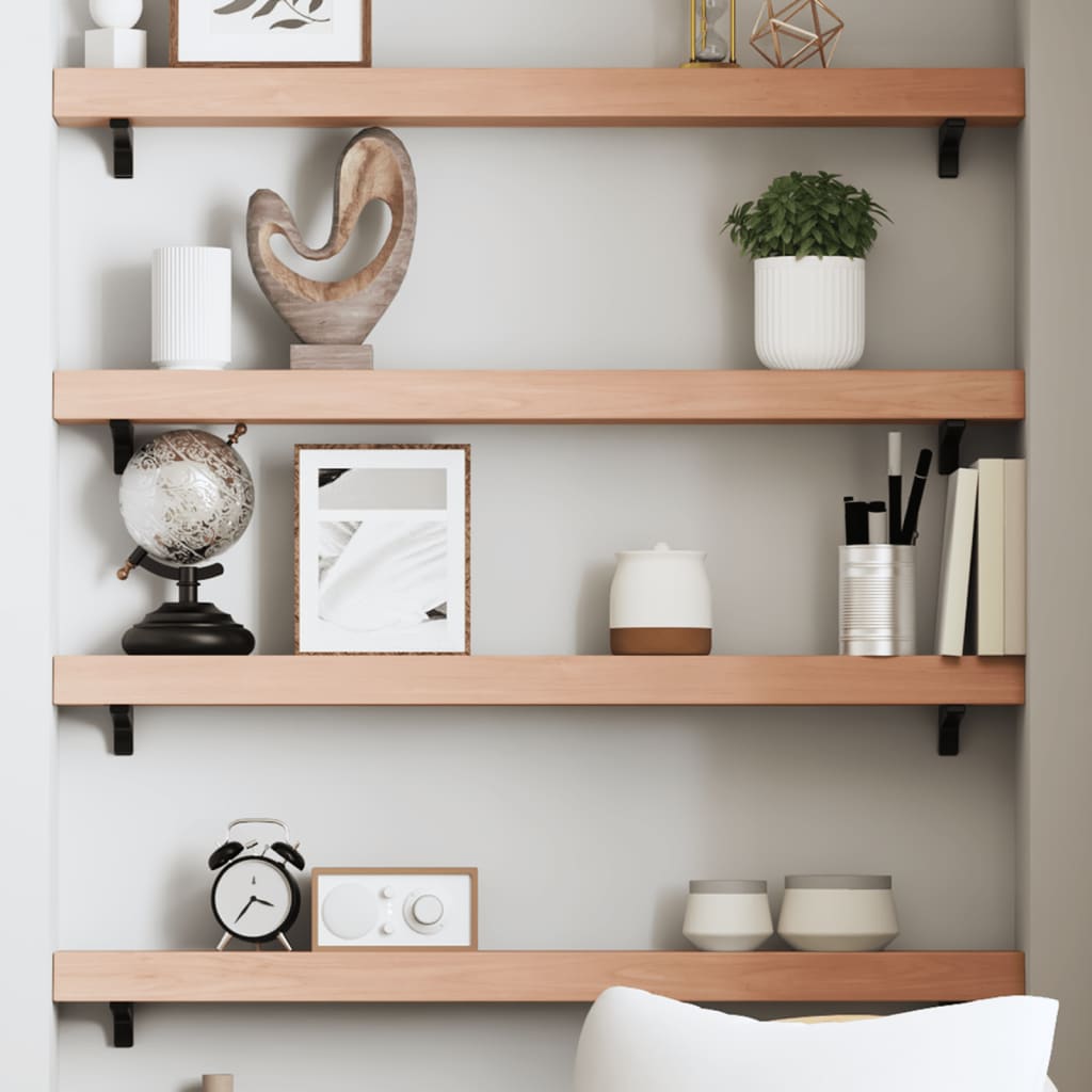 Étagère murale marron clair 80x10x6 cm bois chêne massif traité - XIOS